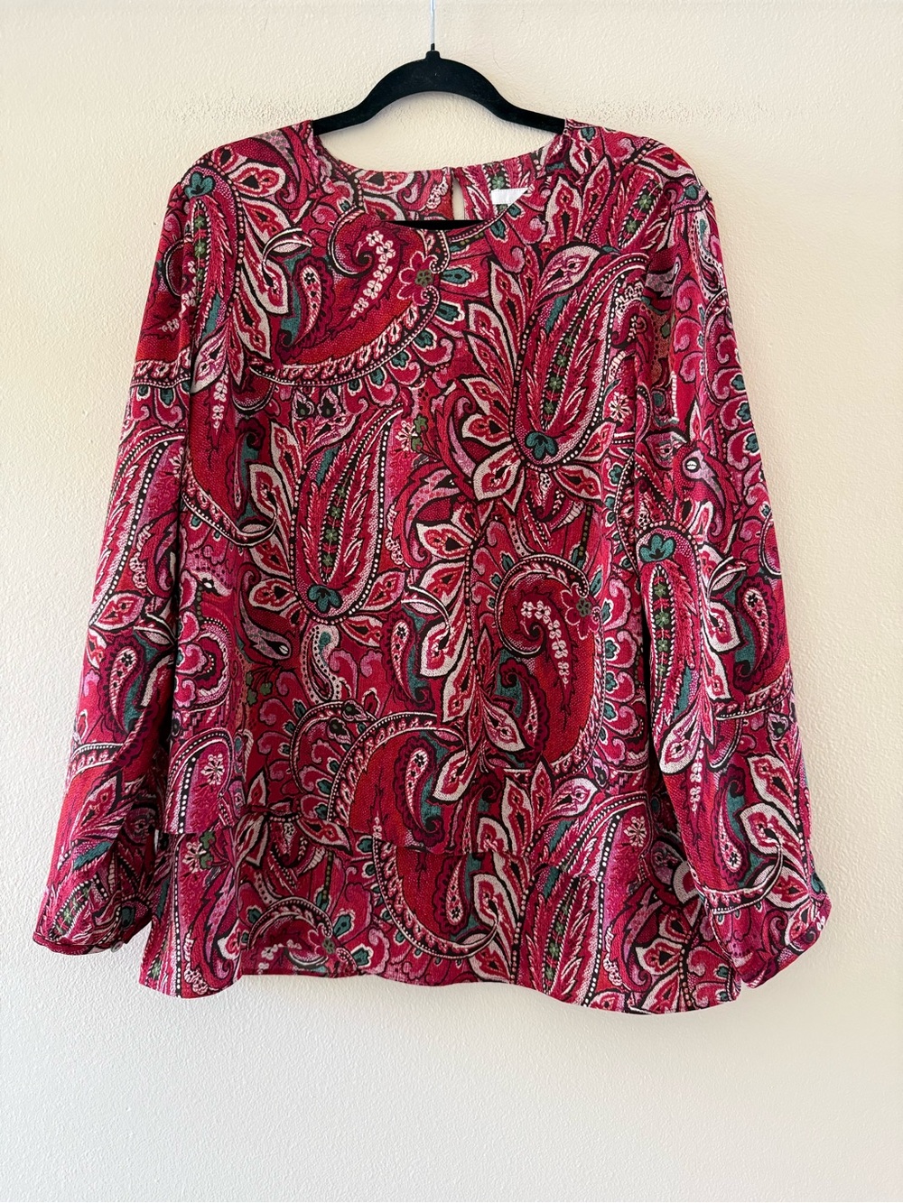 J. Jill Red and Pink Paisley Long-Sleeve Tunic